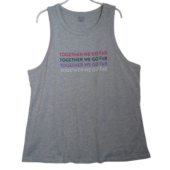Peloton Tank Together We Go Far Gray Workout Tee Top Floral Design‎ Womens XL - Picture 11 of 11